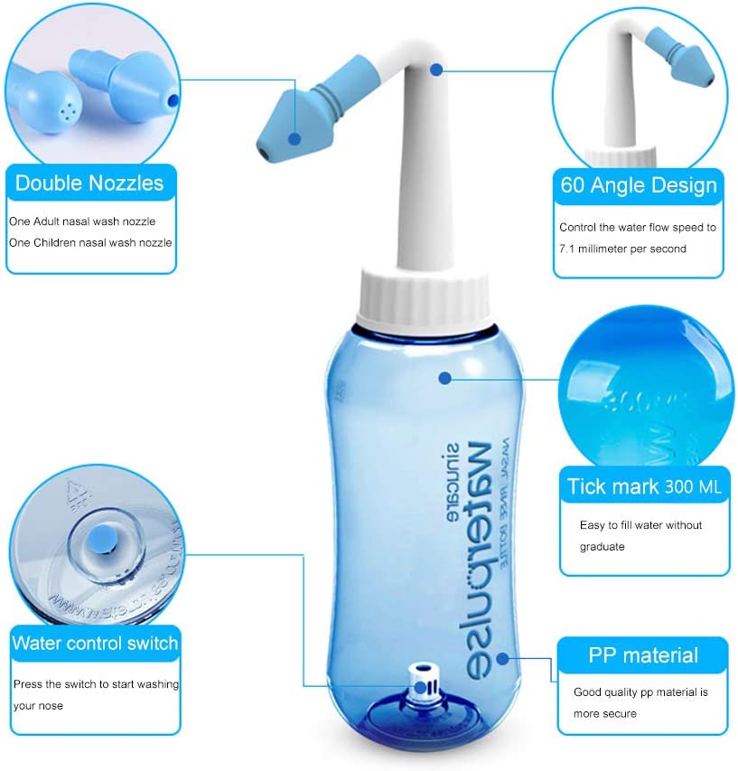 Neti Pot Nasal Rinse - Irrigatore Nasale 300/500ml, Bottiglie per Lavaggio