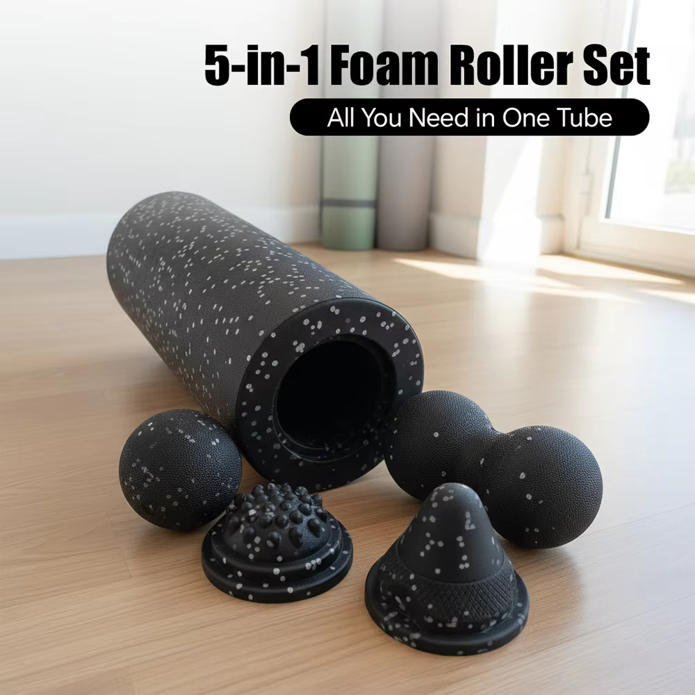 Vibrating Foam Roller - Set 5-in-1 per il recupero muscolare: